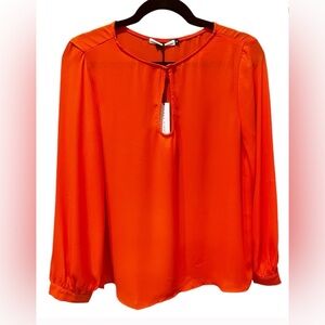 Three Eighty Two NWT Orange Keyhole Blouse